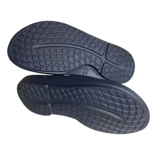OOFOS OOAH "Luxe" Unisex Sz M9/W11 Navy Comfort Slip On Recovery Slides Sandals - Picture 7 of 8